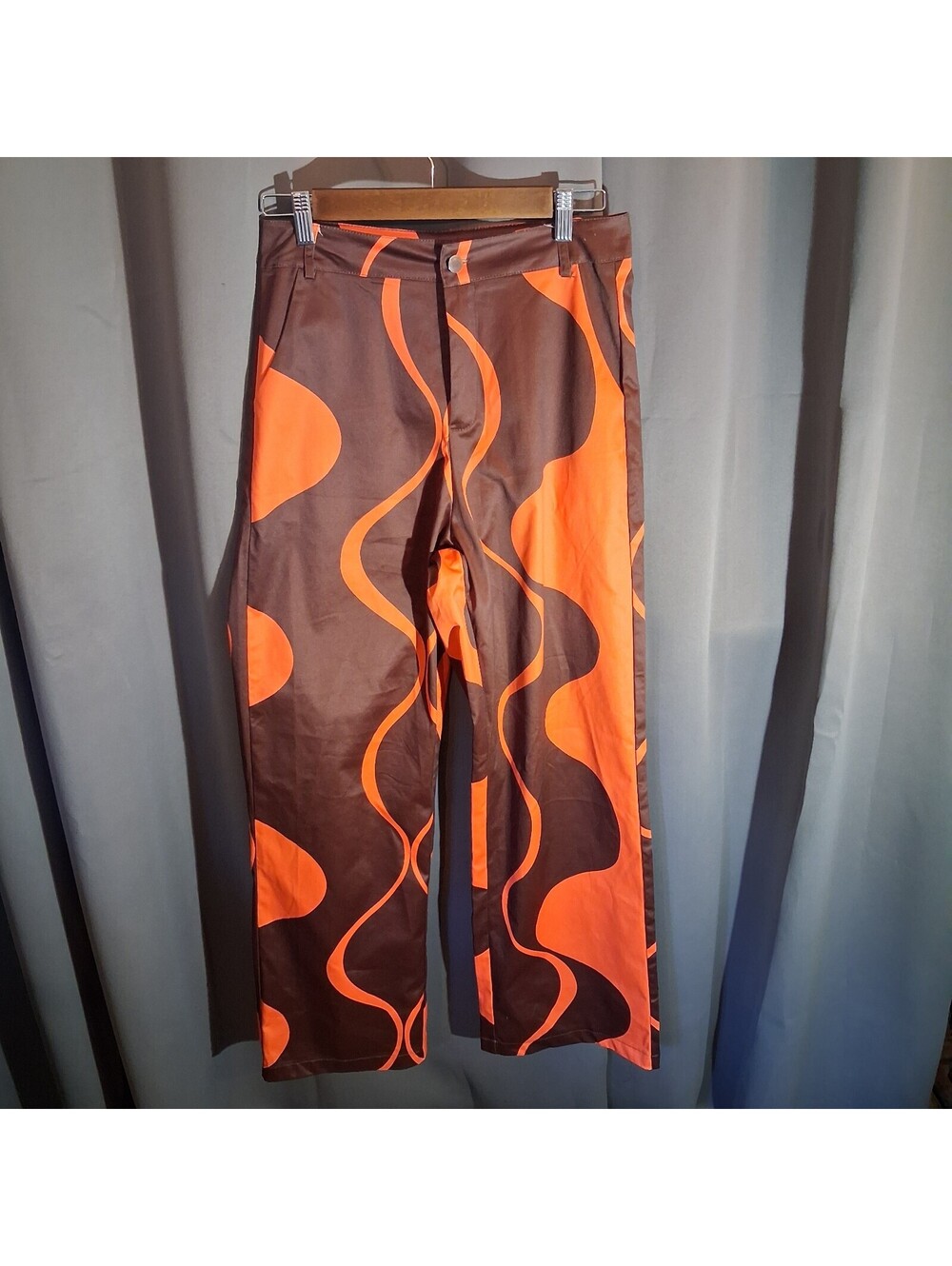 Cider Happy Hour Women's Brown and Orange Abstract Print Pants Medium